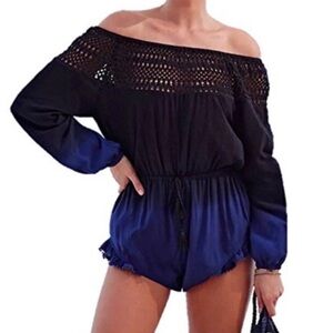 Victorias Secret Ombre Romper Cover Up Off the Shoulder Crochet Size Medium